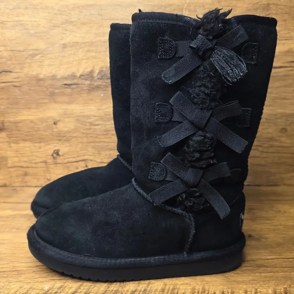 Koolaburra by UGG victoria tall black Triple Bow Suede Mid calf boots size 13